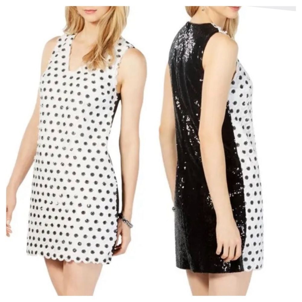 Laundry By Shelli Segal Black and White Sequin Mini Dress